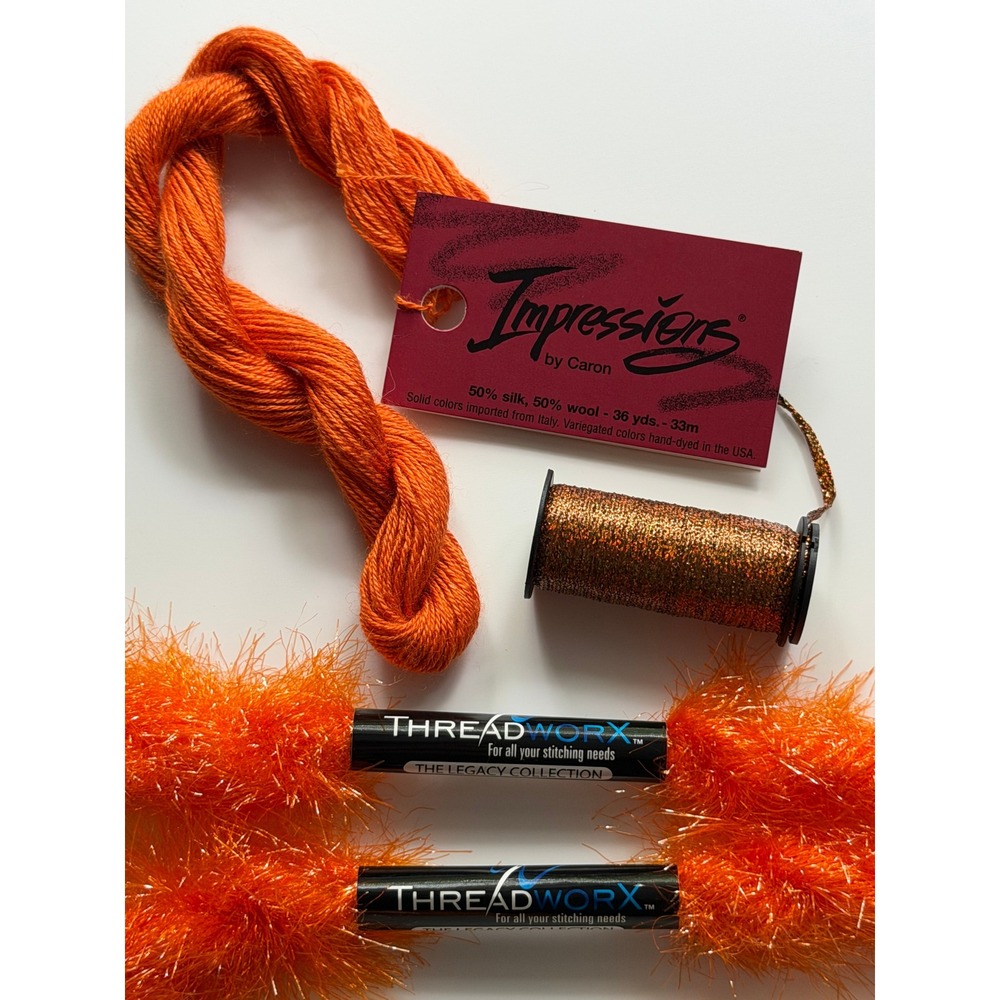New Mixed Lot of Orange Luxury Threads  Embroidery Needlepoint Fiber Arts